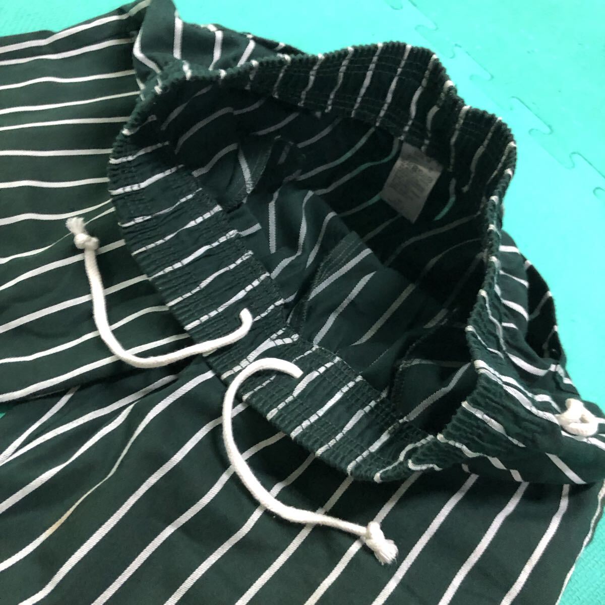 送料込 Cookman シェフパンツ Mサイズ ストライプ グリーン USED クックマン イージーパンツ コックパンツ 緑 男女兼用 アメカジ 古着_画像3