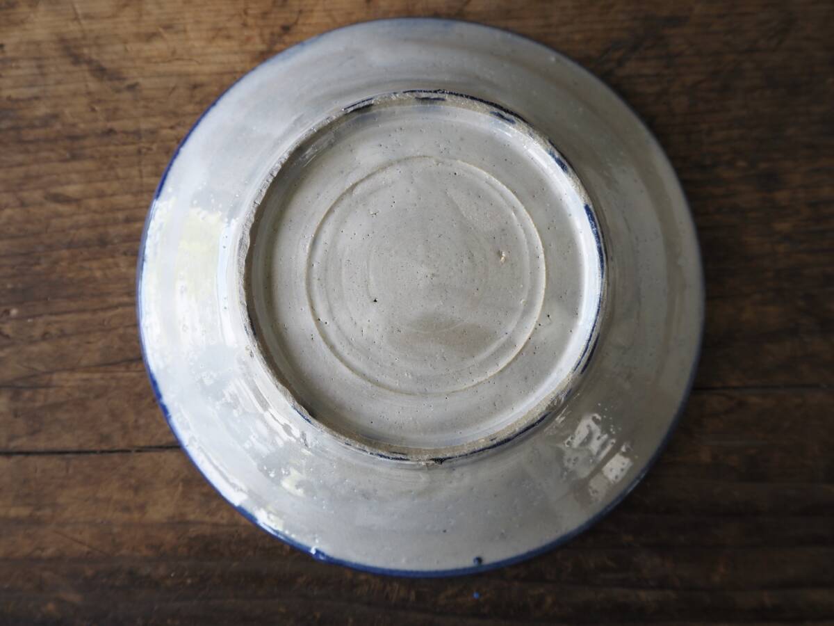 安南の小皿 骨董 古道具 OAN】 時代物 安南焼 小皿 直径14cm 骨董 古美術 古道具 民藝 古