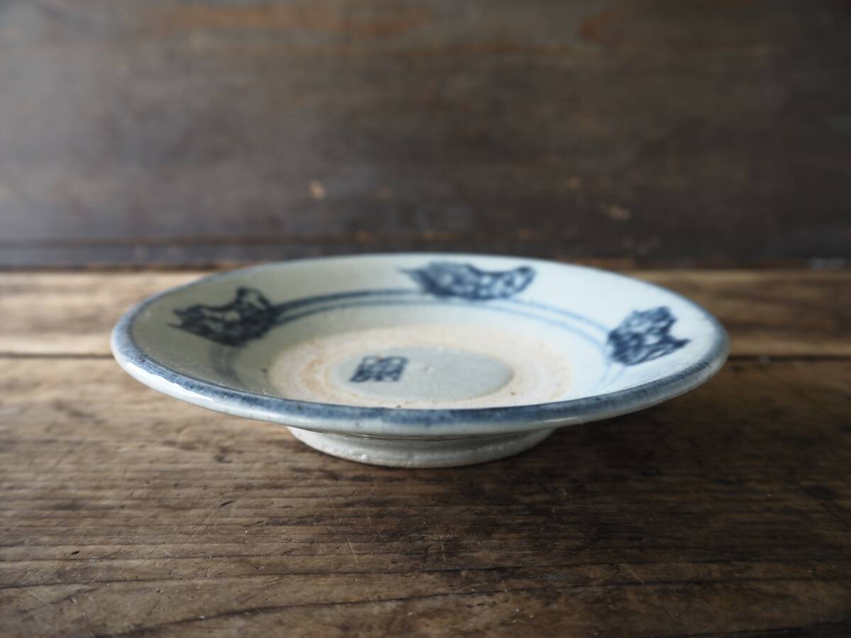 安南の小皿 骨董 古道具 OAN】 時代物 安南焼 小皿 直径14.5cm 骨董 古美術 古道具 民藝
