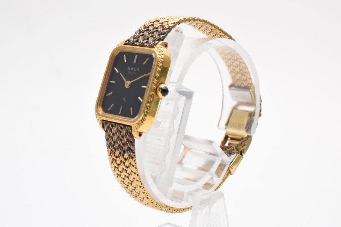 美品 RADO ラドー 732.5087.2 ヴィンテージ クォーツ 腕時計 ラドー 133.9517.2 スクエア ゴールド ブラック 2針 ステンレス