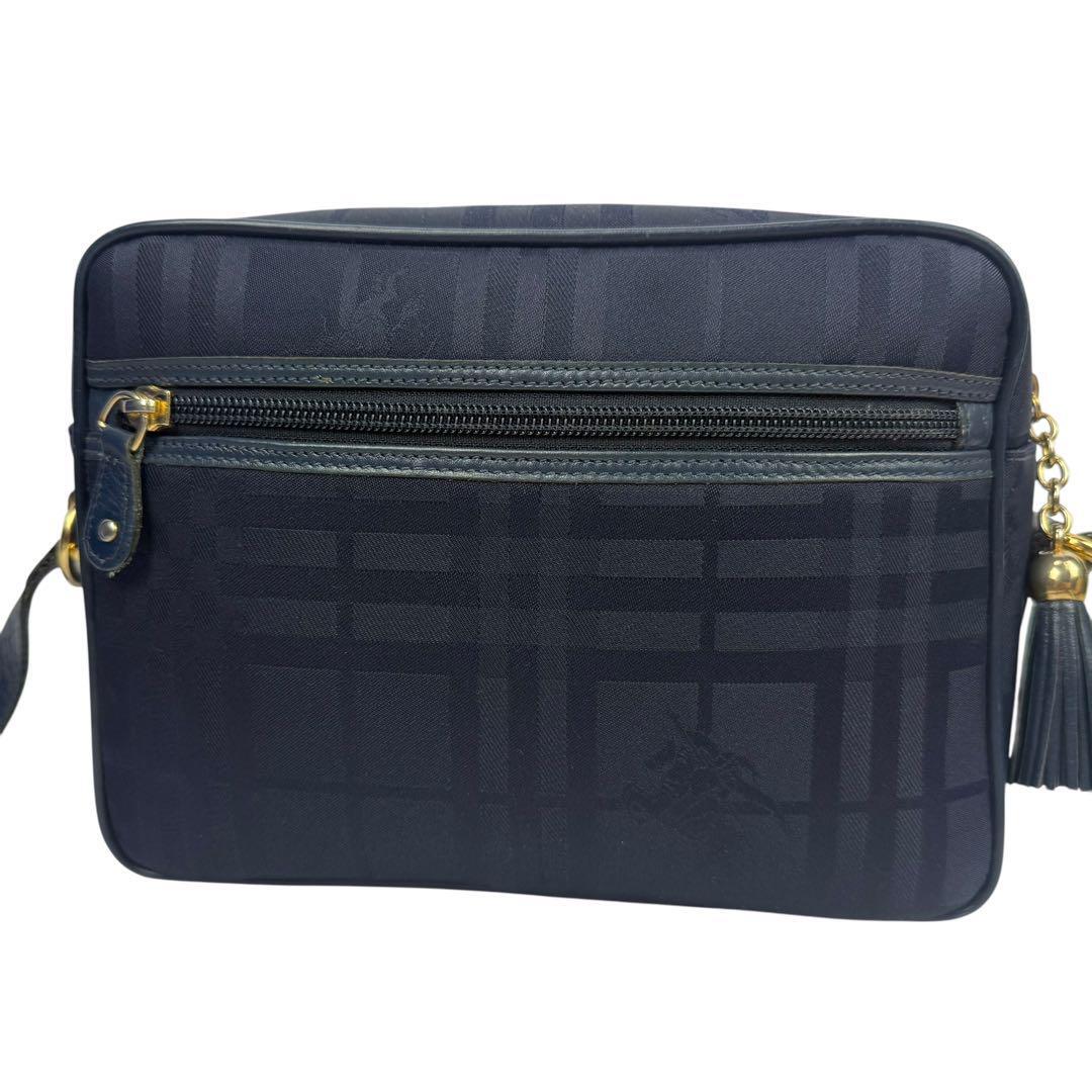 【美品】Burberrys バーバリーズ ヴィンテージ ショルダーバッグ カメラバッグ 斜めがけ シャドーホース ゴールドロゴ金具 ネイビー 紺色_画像4