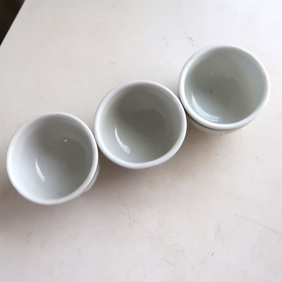 レトロ 戦前 真田本店 緑二重線 湯呑 番茶湯呑 3個セット_画像3