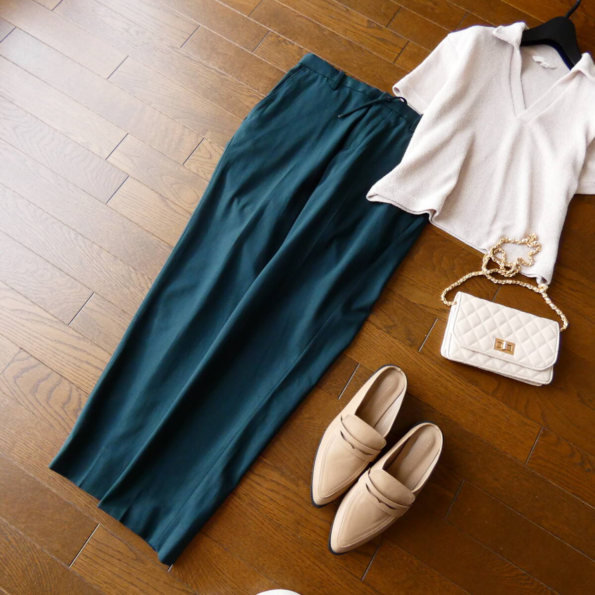 GLOBALWORK グローバルワーク 濃緑 テーパードパンツ M_画像2