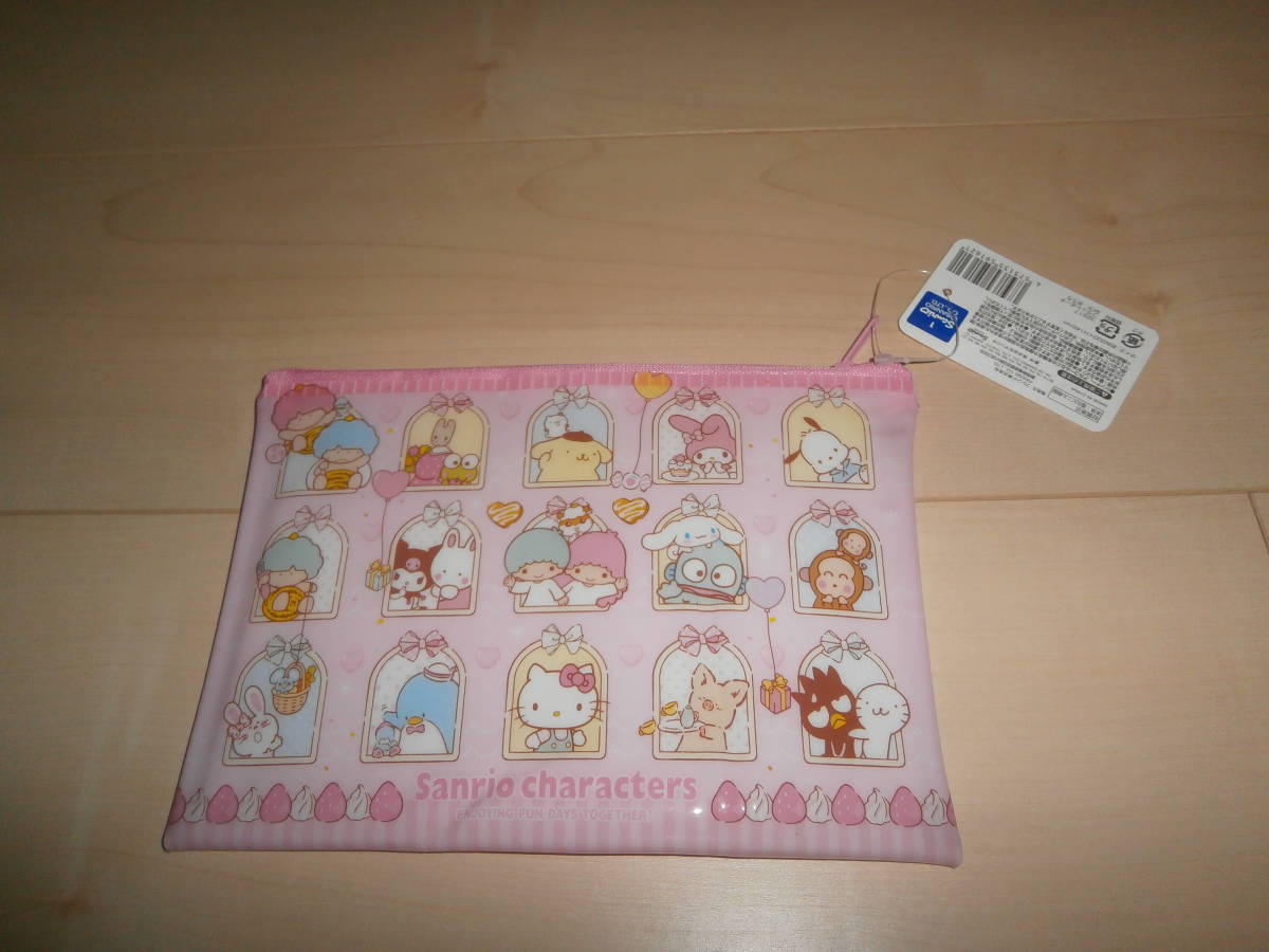 即決★新品★サンリオキャラクターズ★フラットポーチ★2点価格★小物入れ★ピンク★200×145mm★キティマイメロディクロミポチャッコ_画像3