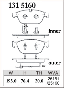 ディクセル SQ5 8RCTXF ブレーキパッド ESタイプ フロント 左右セット 1315160 DIXCEL ブレーキパット_画像4