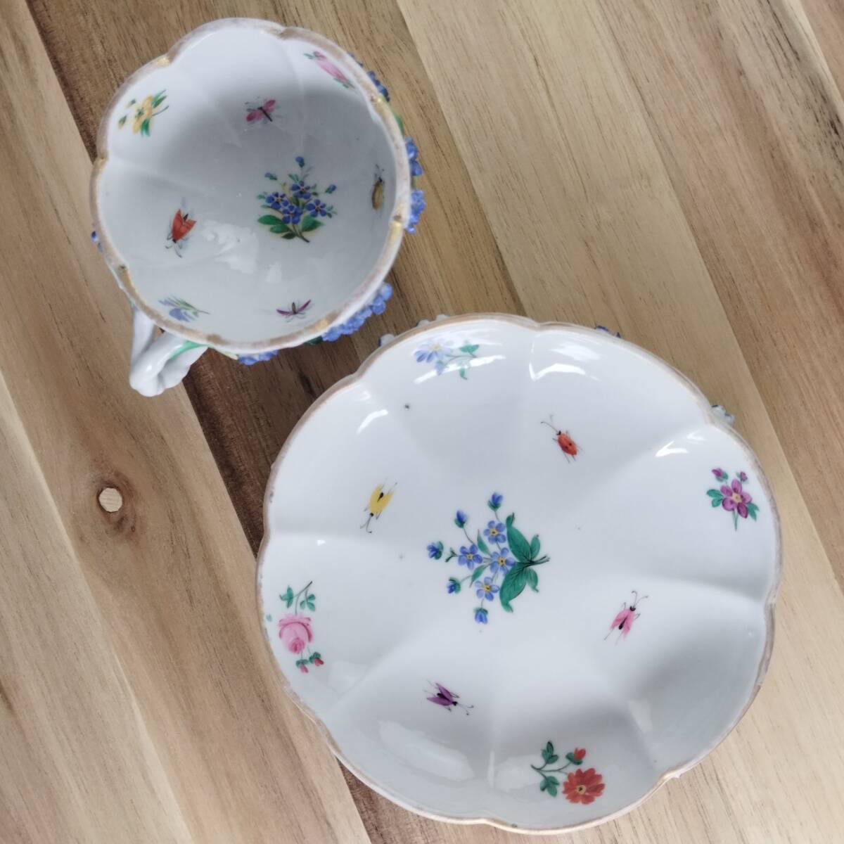 [ прекрасный товар ] Meissen система античный cup выше like незабудка насекомое . расческа 3D MEISSEN /25h035