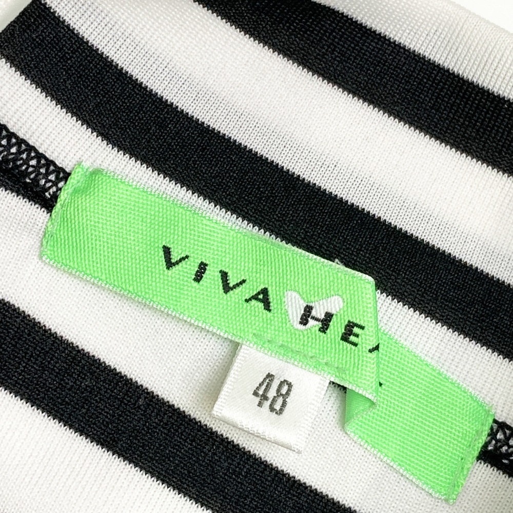 VIVA HEART ビバハート ハイネック 長袖Tシャツ ボーダー柄 ホワイト系 48 [240101493673] ゴルフウェア メンズ_画像4