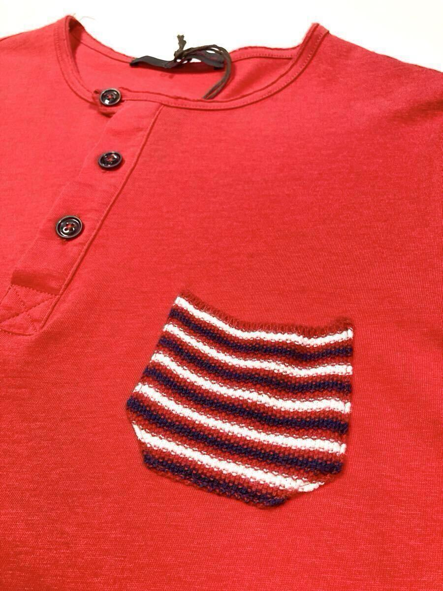 美品「JEORDIE’S」“1/60771-282” ニット地胸ポケット付き ヘンリーネック 半袖TEE イタリア製　S_画像4