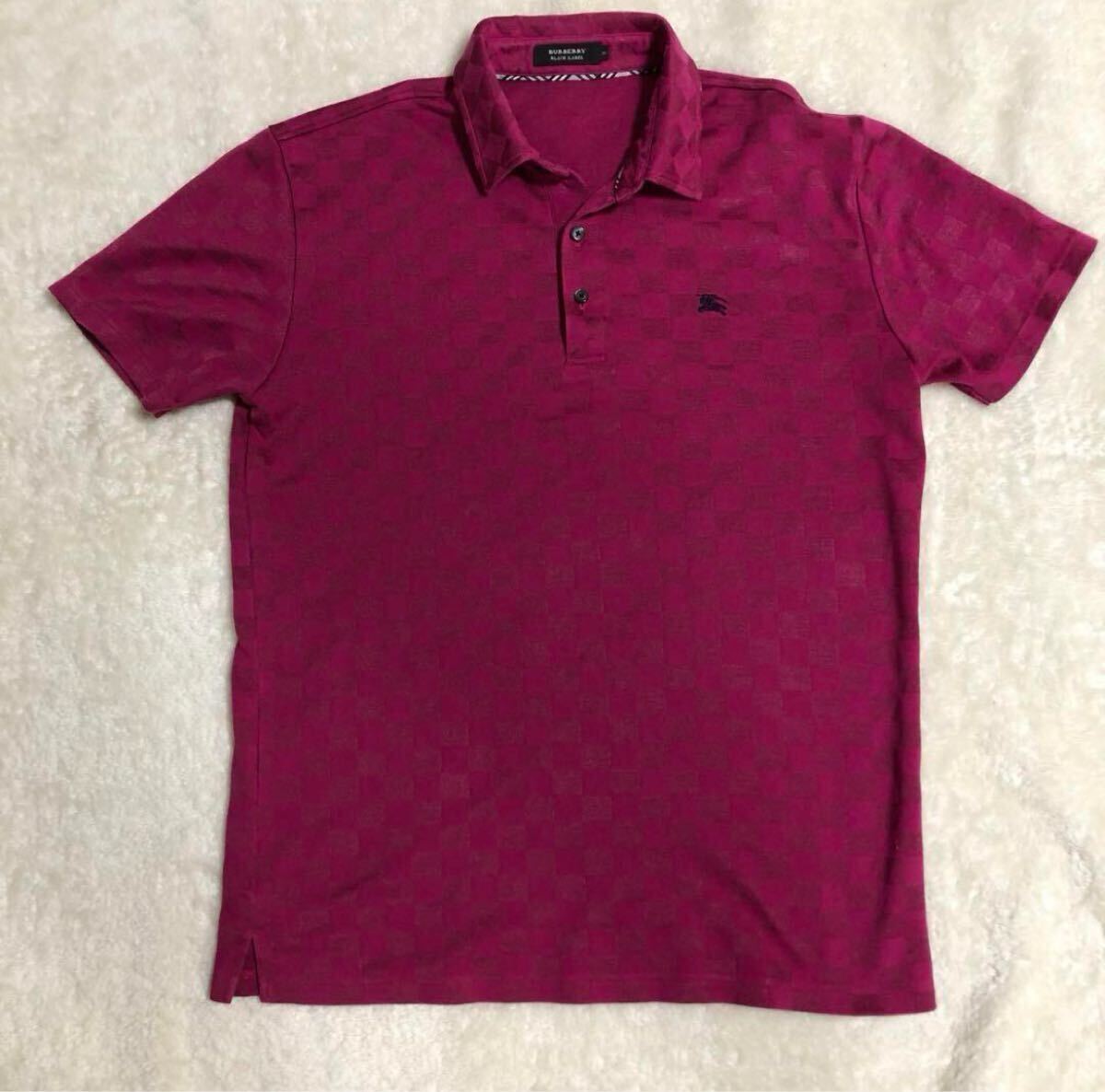 1円〜　新品　名作 BURBERRY BLACK LABEL バーバリーブラックレーベル　半袖　ポロシャツ　鹿の子　ホース刺繍　アーガイル　3 (L) 日本製