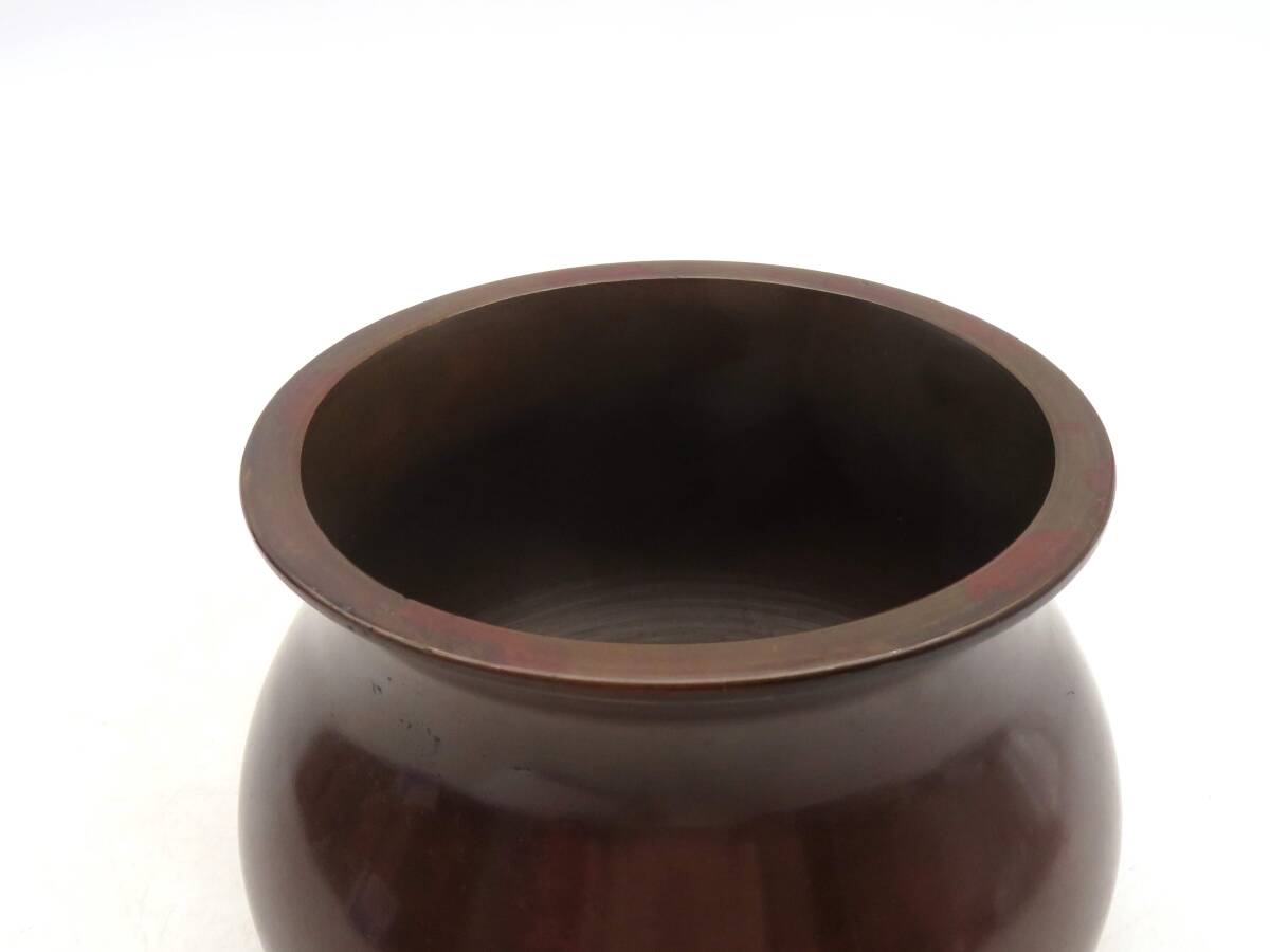 中川浄益造 銅製建水 茶道具 時代物 古美術 古道具 ウブ品 WWST059 X5754 中川浄益 造 水盂 茶こぼし 銅製 建水 重さ約459.7g 在銘