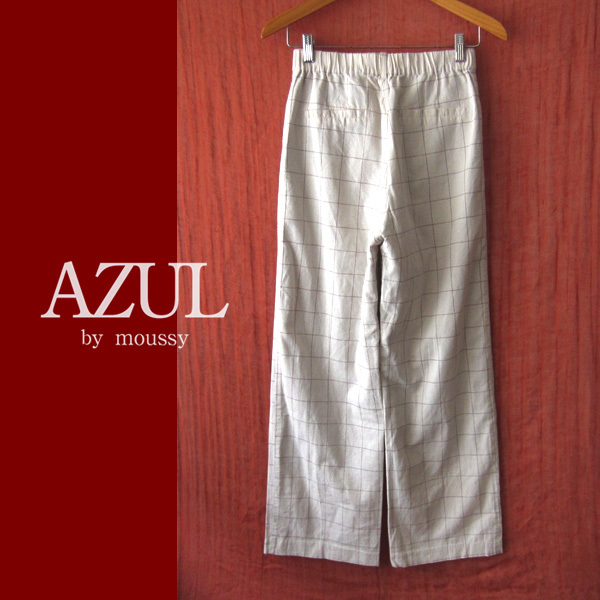 美品 AZUL by moussy/アズール★ チェック柄 ワイド イージーパンツ M_画像2