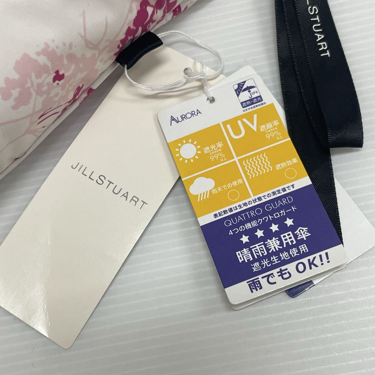 新品52725 JILL STUART ジルスチュアート＊ライトピンク 99％遮光 遮熱遮光遮蔽UV機能付き 折りたたみ晴雨兼用日傘雨傘 トレカ_画像2