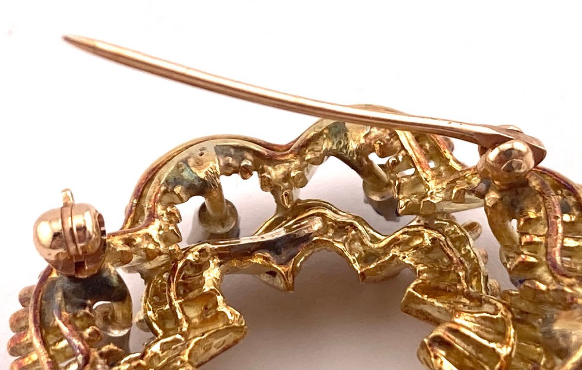 ★ BP ★ 希少 ティファニー Tiffany 18K ヴィンテージ ブローチ サファイア フラワーモチーフ ゴールド【小物】【アクセサリー】【中古】_画像8