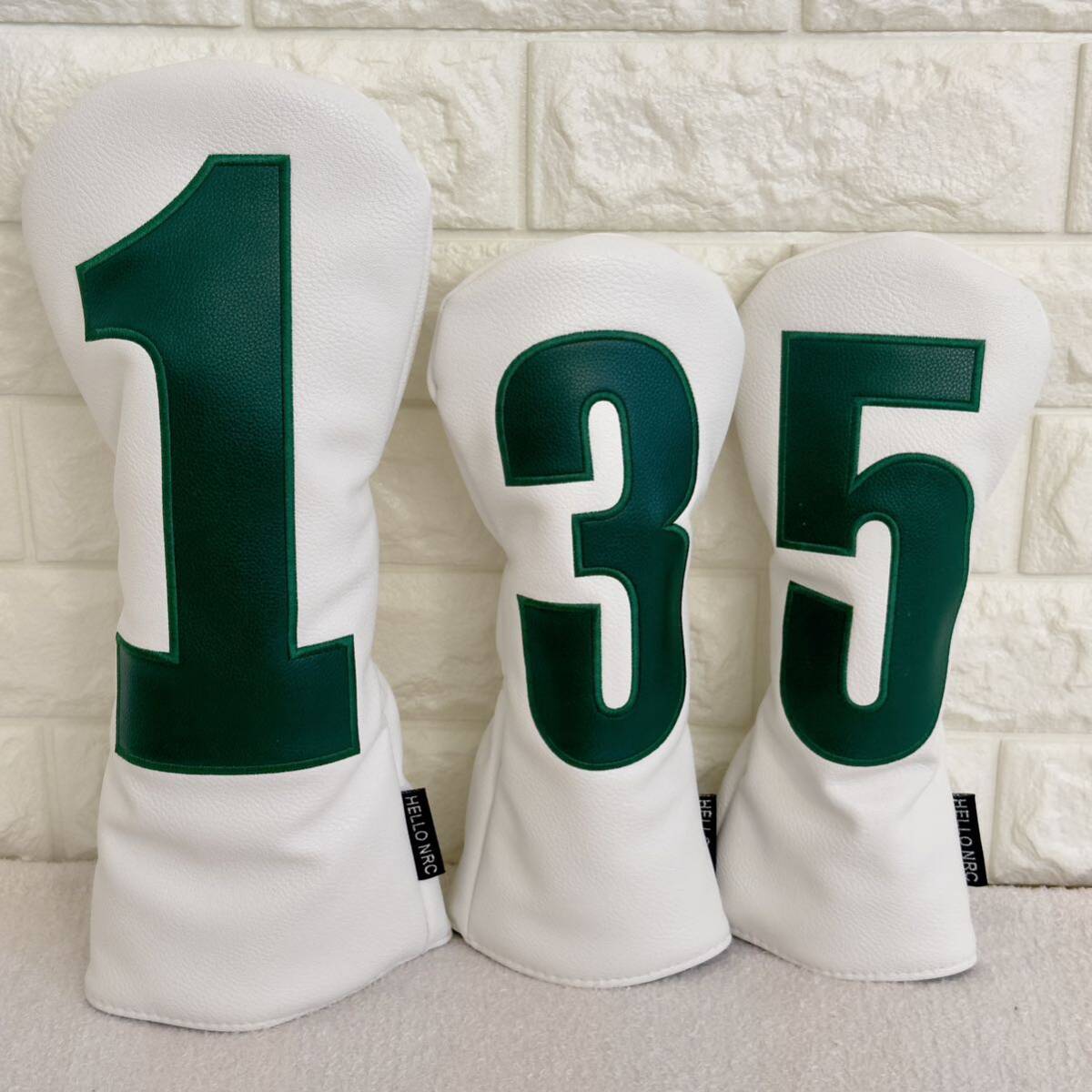 ゴルフクラブヘッドカバー ドライバー フェアウェイ×2 3点セット 白デカロゴ ホワイトDR FW _画像1