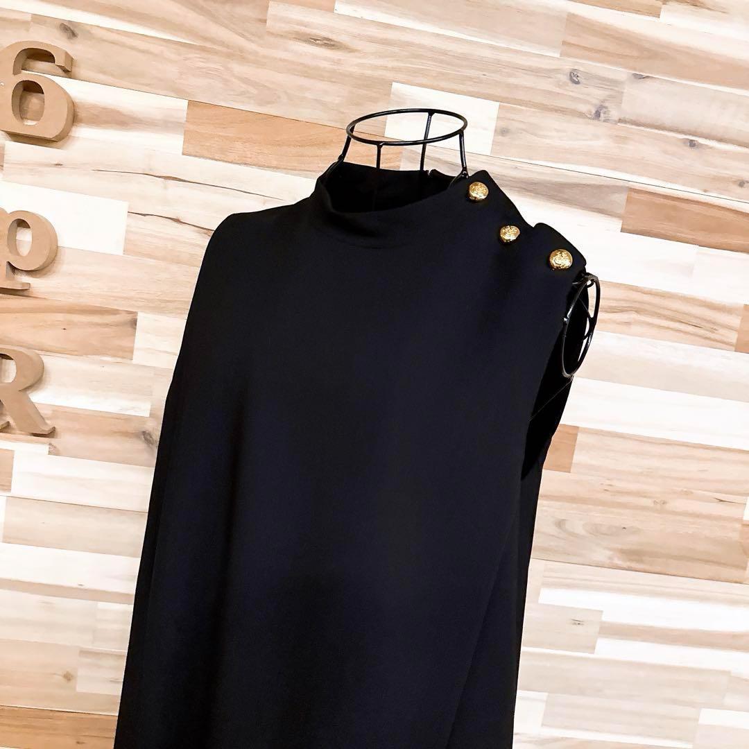 【ザラ】リラックス ノースリーブ ミニ ワンピース シンプル L 黒×金ボタン【HFby6PR】レディース・洋服・春夏・秋冬【D9W4V7K】_画像2