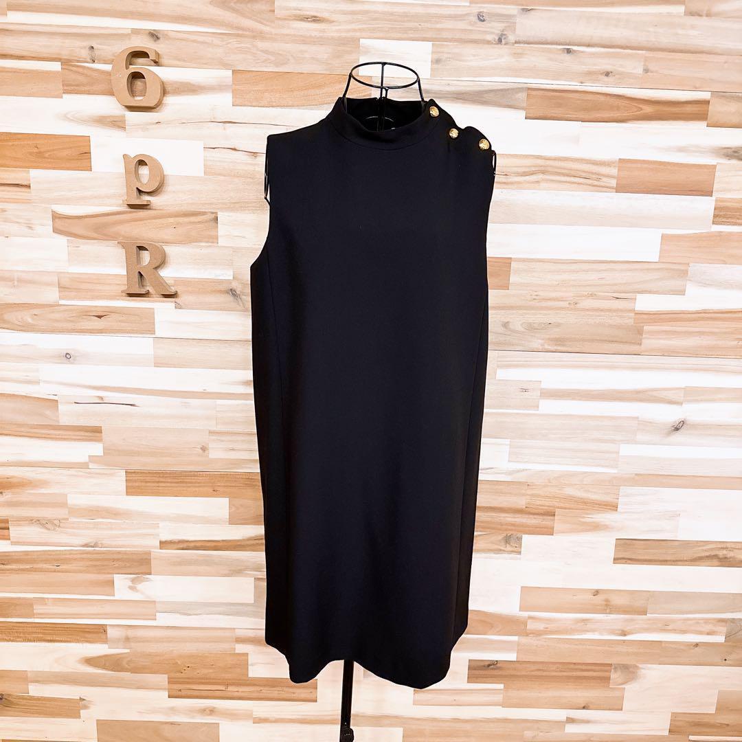 【ザラ】リラックス ノースリーブ ミニ ワンピース シンプル L 黒×金ボタン【HFby6PR】レディース・洋服・春夏・秋冬【D9W4V7K】_画像5