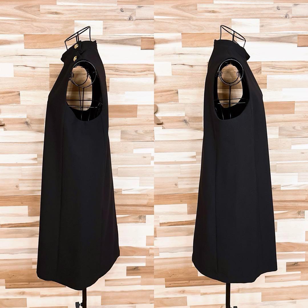 【ザラ】リラックス ノースリーブ ミニ ワンピース シンプル L 黒×金ボタン【HFby6PR】レディース・洋服・春夏・秋冬【D9W4V7K】_画像6