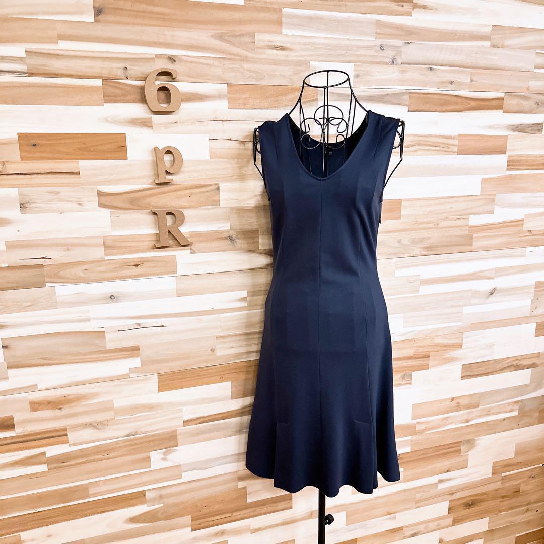 【セオリー】ソフトVネック レーヨンブレンド ノースリーブ ワンピース紺ネイビー【HFby6PR】レディース・洋服・春夏【J4Y9Y9K】_画像10
