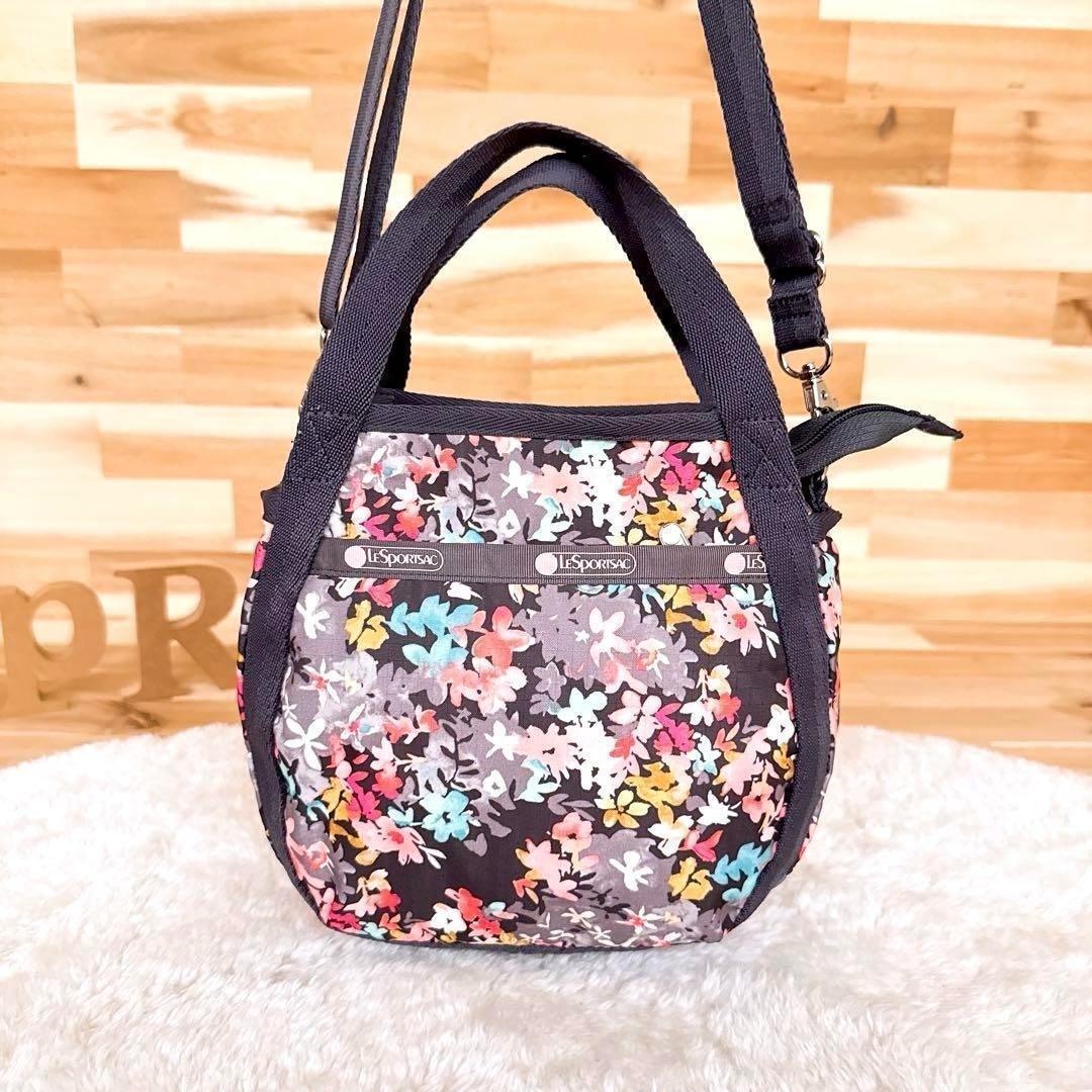 美品【レスポートサック】リトル フラワー 2wayショルダーバッグ 花柄 グレー【HFby6PR】レディース・バッグ・春夏・秋冬【J9C9D9H】_画像4