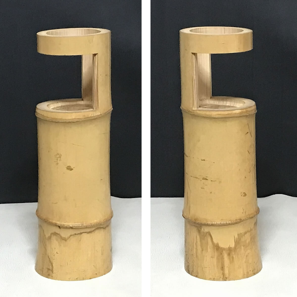 竹一重切 花入 書付箱 竹花入 銘『竹の都』 掛花入 茶道具 【k3509】 竹一重切 花入 書付箱 竹花入 銘『竹の都』 掛花入