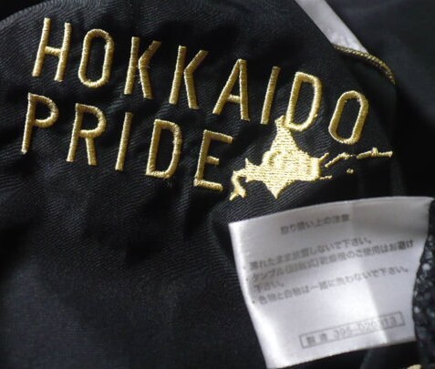 美品 MIZUNO【ミズノ(株)】製2010年代北海道日本ハムファイターズプルオーバー半袖ジャケット?Vジャン練習着? L 黒×白 HOKKAIDO PRIDE_画像3