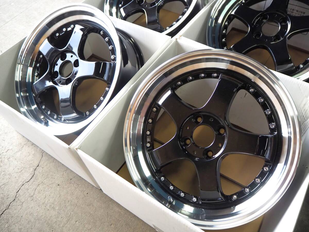 ★人気★17inch 7J+42 4H100 新品 逆ゾリ 深リム ホイール1台分 タイヤset可能 アクア ヴィッツ カローラ ヤリス ノート スイフト ブラック_画像1