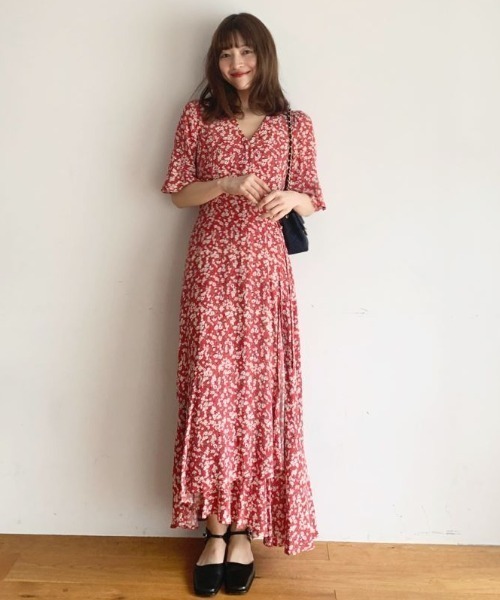 「FRAY I.D」 半袖ワンピース 0 レッド レディース_画像1