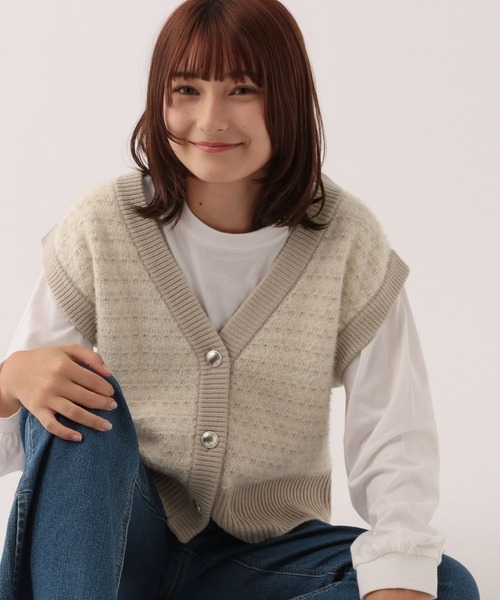 「GLOBAL WORK」 「KIDS」ニットベスト 160cm ベージュ キッズ_画像1