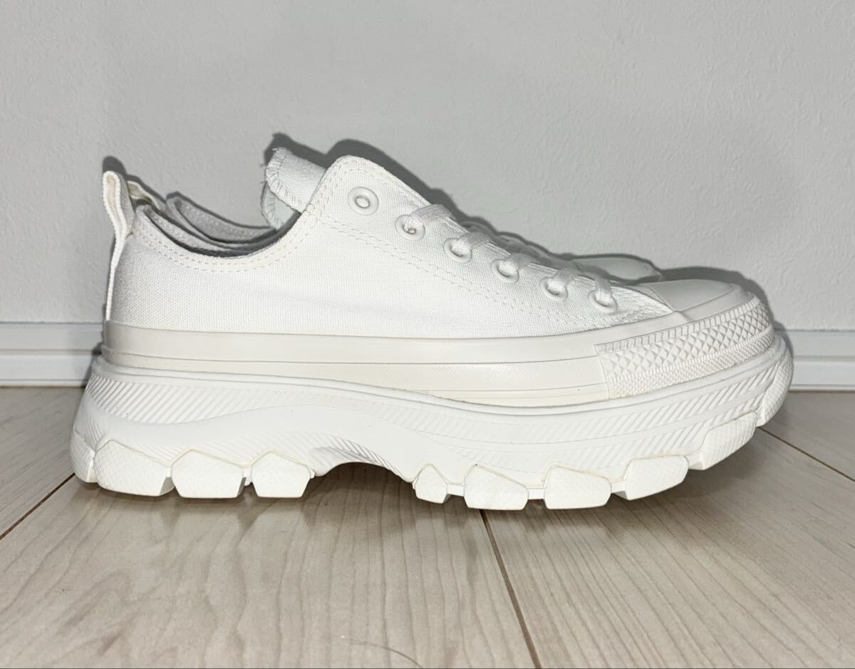 良品 CONVERSE ALL STAR 100 TREKWAVE MN OX 1SD190 24cm コンバース オールスター トレックウェーブ モノクローム ロー ホワイト 白 厚底_画像3
