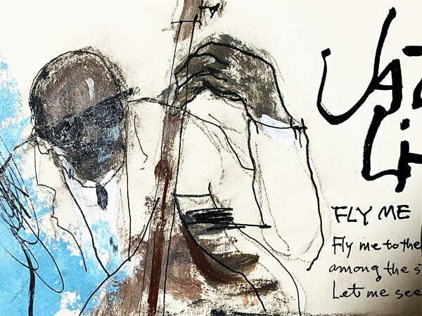 津田耕●真作●つだ こう●ミクストメディア 貴重原画 肉筆画 直筆サイン有■タイトル『JAZZ Life』■毎日産業デザイン賞など多数の受賞歴_画像6