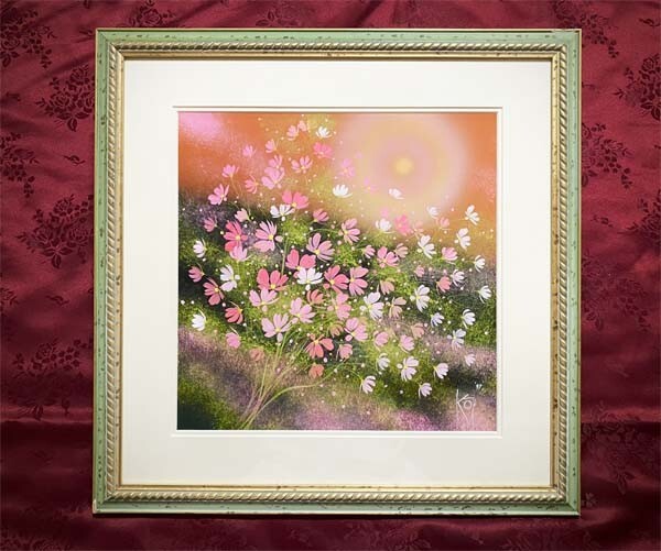 美品 荒木幸史「コスモス」肉筆画 直筆サイン入り 2012年 コスモスの画家 荒木幸史○真作○あらき こうじ○油彩 またはアクリル 貴重原画
