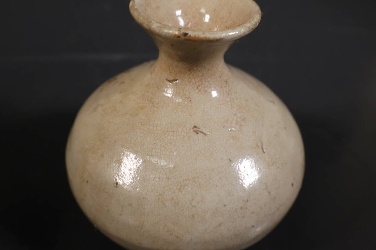 【和】(A3210)　時代古作　李朝　李朝白磁雨漏れ徳利　おあずけ徳利　酒器　花生　保管箱有_画像6