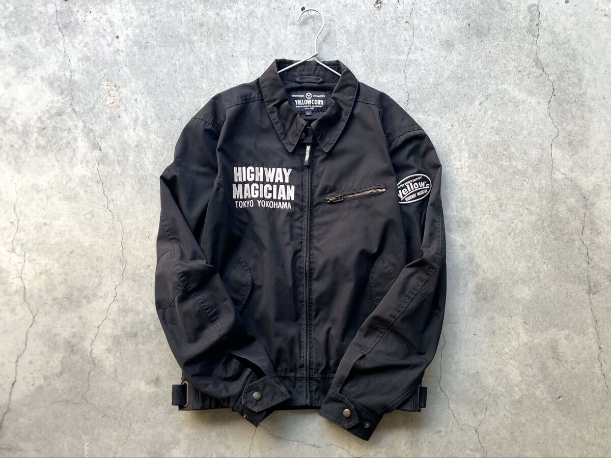 YELLOW CORN テキスタイルジャケット LL イエローコーン YB-7100 バイク ライダース メンズ 刺繍 ワッペン 黒 ブラック XL