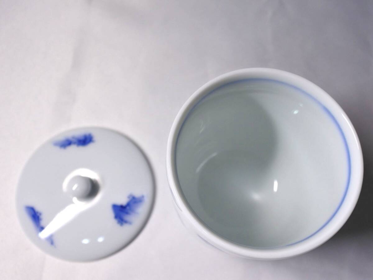 ☆未使用☆ 有田焼 蓋付 湯呑 ゆのみ 山海風景 供箱 ◆marineblue◆_画像5