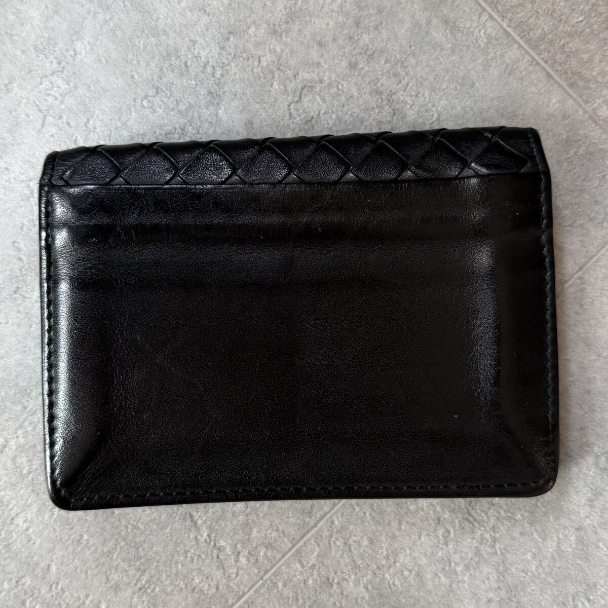 １円■美品 BOTTEGA VENETA ボッテガヴェネタ イントレチャート カードケース 名刺入れ ビジネス メンズ レディース ブラック 黒