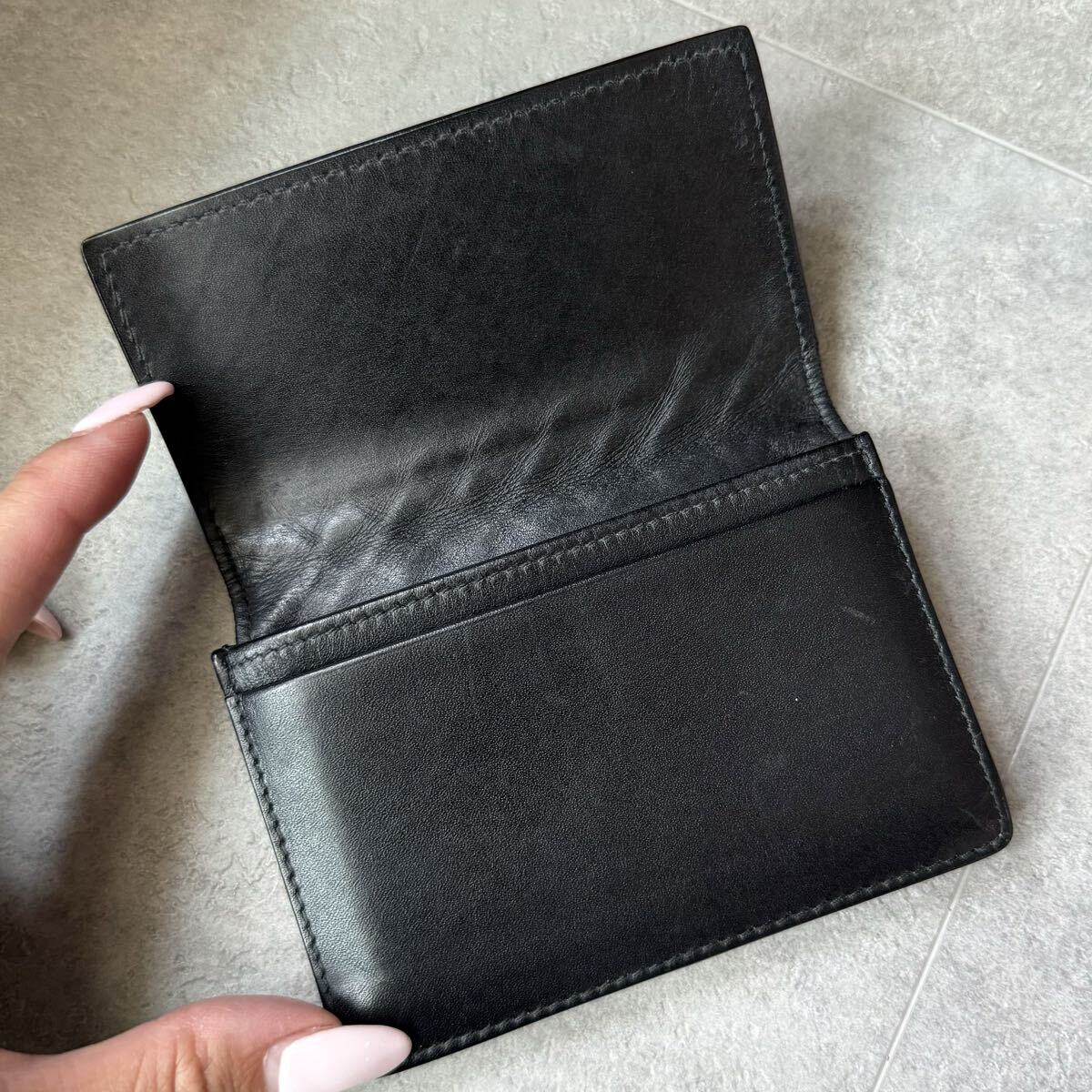 １円■美品 BOTTEGA VENETA ボッテガヴェネタ イントレチャート カードケース 名刺入れ ビジネス メンズ レディース ブラック 黒