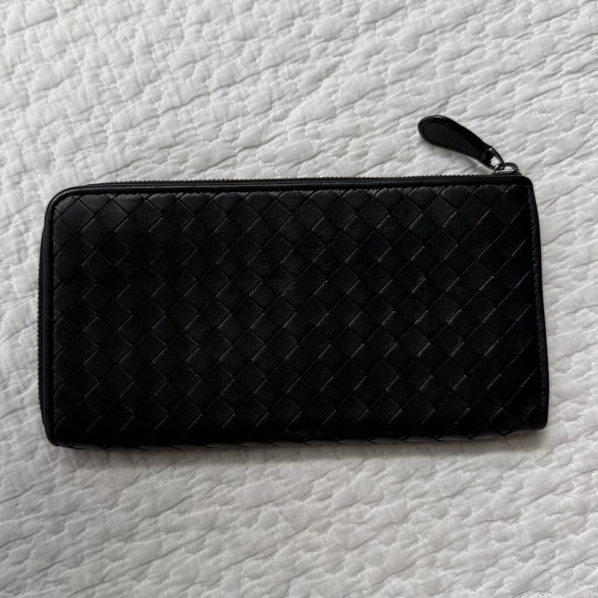 1円■美品 BOTTEGA VENETA ボッテガヴェネタ 長(zhǎng)財(cái)布 L字ファスナー ロングウォレット イントレチャート ブラック 黒 ラムスキン レザー 