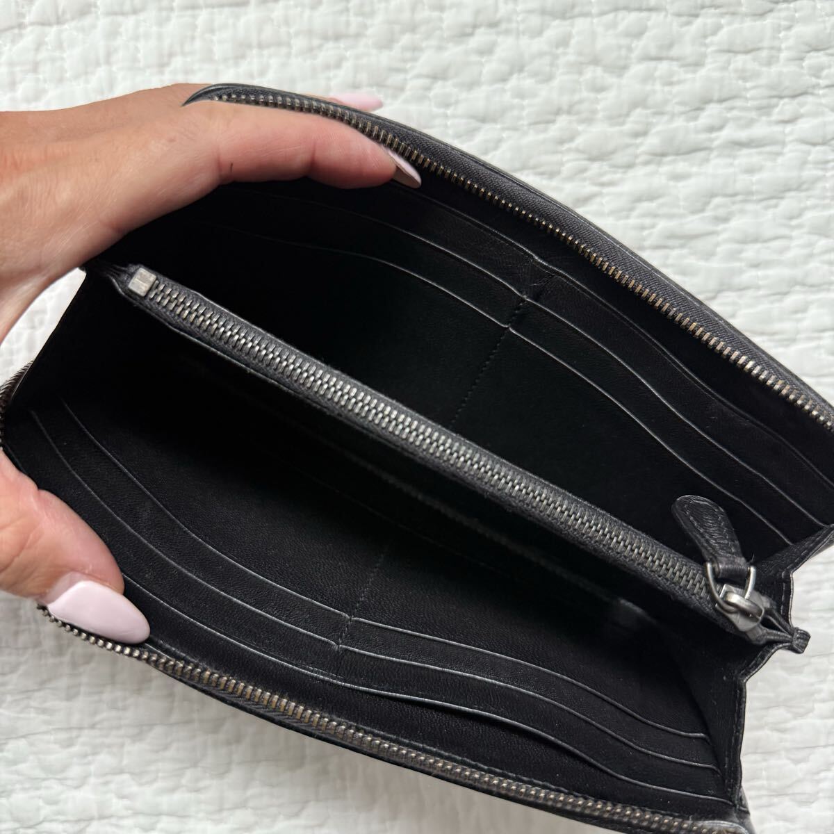 1円■美品 BOTTEGA VENETA ボッテガヴェネタ 長(zhǎng)財(cái)布 L字ファスナー ロングウォレット イントレチャート ブラック 黒 ラムスキン レザー 