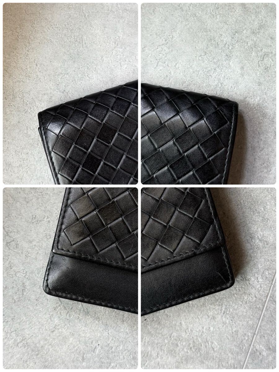１円■美品 BOTTEGA VENETA ボッテガヴェネタ イントレチャート カードケース 名刺入れ ビジネス メンズ レディース ブラック 黒