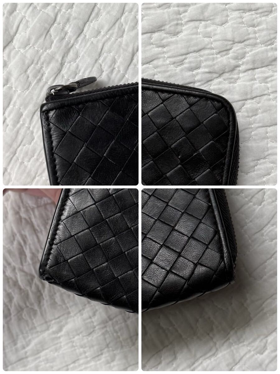 1円■美品 BOTTEGA VENETA ボッテガヴェネタ 長(zhǎng)財(cái)布 L字ファスナー ロングウォレット イントレチャート ブラック 黒 ラムスキン レザー 