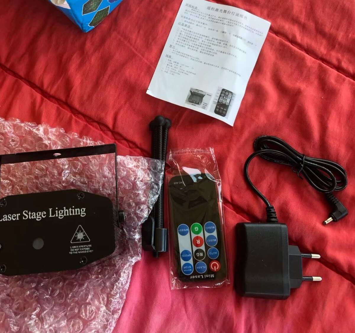 SALE ブルーカラー リモコン付 ポータブル LED レーザー プロジェクタ ディスコ ライト EU PLUG ステージ サウンド フラッシュ ライト V970