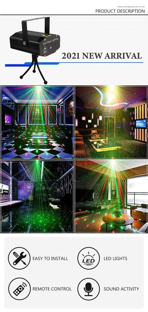 SALE ブルーカラー リモコン付 ポータブル LED レーザー プロジェクタ ディスコ ライト EU PLUG ステージ サウンド フラッシュ ライト V970