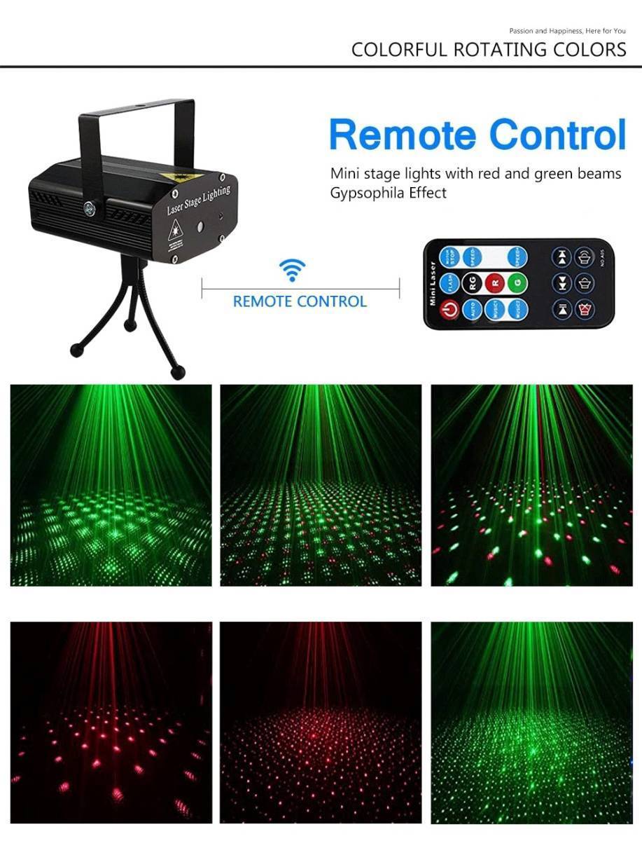 SALE ブルーカラー リモコン付 ポータブル LED レーザー プロジェクタ ディスコ ライト EU PLUG ステージ サウンド フラッシュ ライト V970