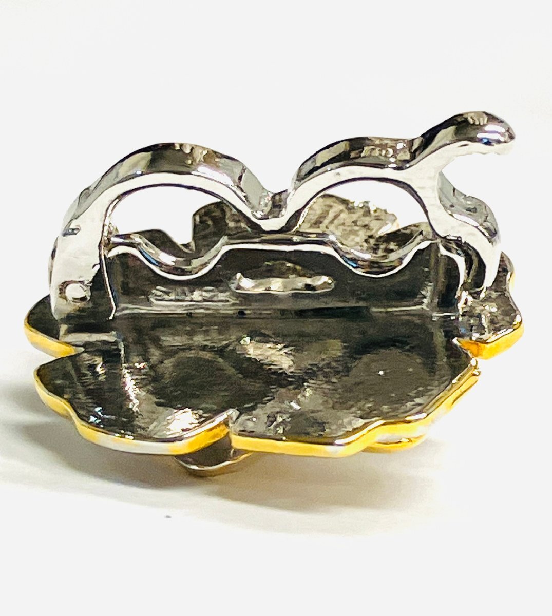 qoj.ZE909　SILVER925　シルバー　2トーン　真珠　花形ペンダントトップ　_画像2