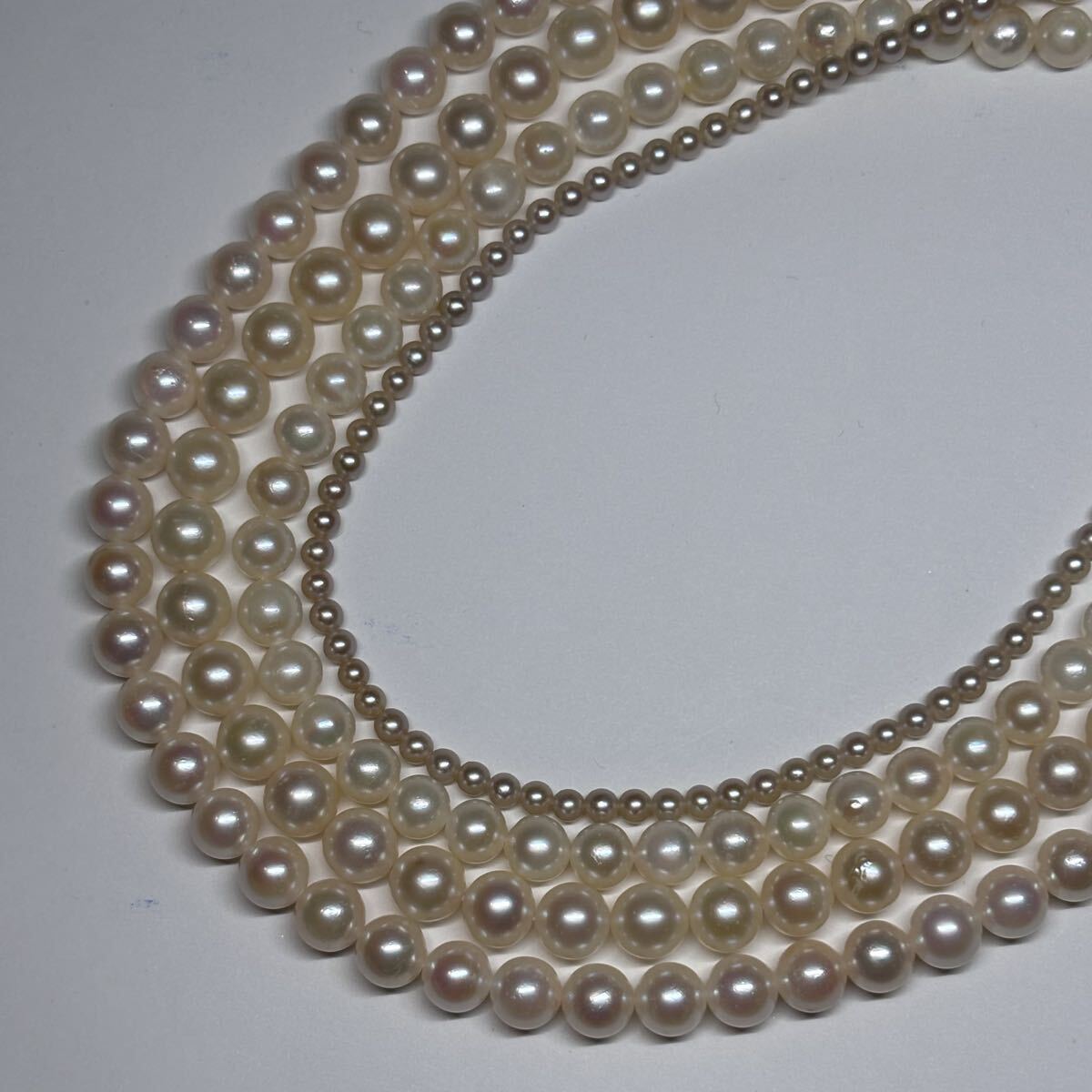 【TS0408】パールネックレス 真珠ネックレス SILVER 刻印有 ペンダント アクセサリー 首飾り レディース パール直径6.9mm 61粒 全長43cm  美品 本真珠 アコヤ真珠 パール 6P シルバー 帯留め STERLING刻印有