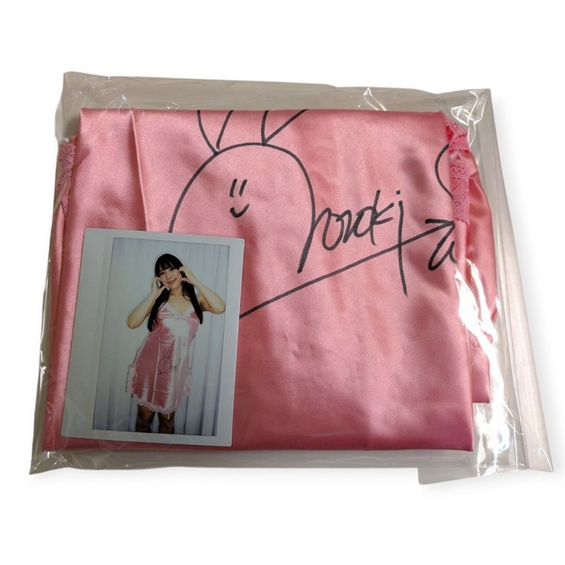 桃木兎羽 直筆サイン入りベビードール＆証明ワイドチェキ1枚 （ピンク