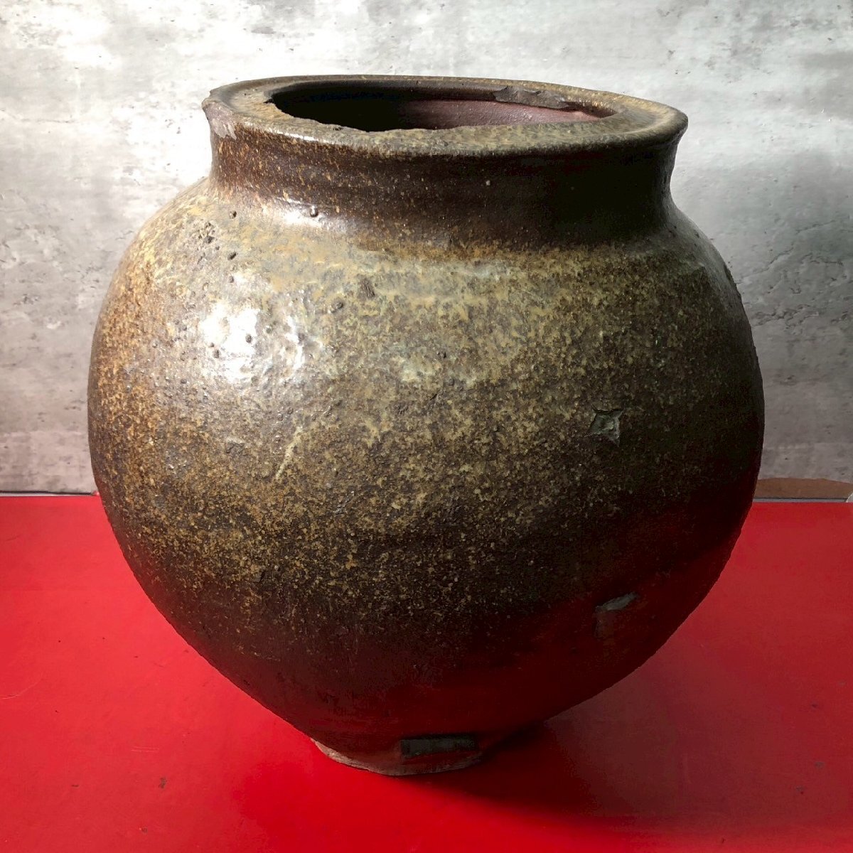 大きい壺 花器 陶器 骨董品 某家コレクション】 大壺 口広壺 花器 陶磁器 古美術 骨董品