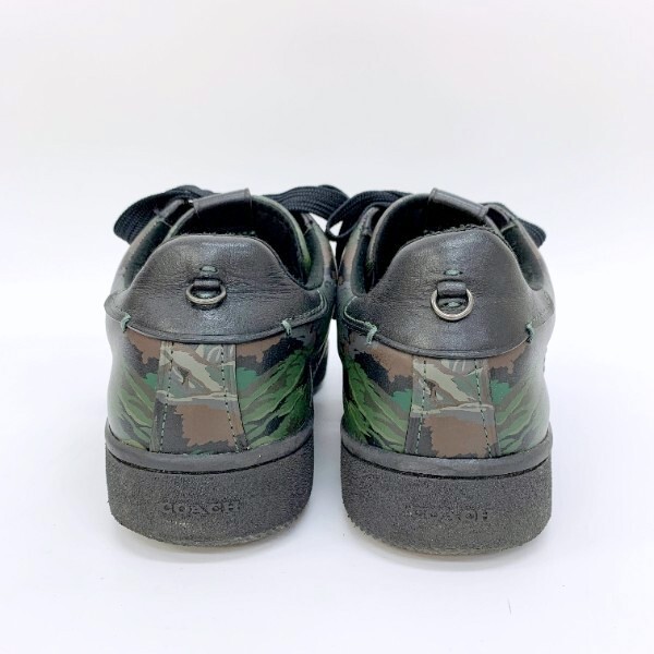 COACH コーチ カモフラ柄 迷彩 スニーカー 古着 レザー ローカット シューズ メンズ 27cm ブラック系 靴 DF15944■_画像4