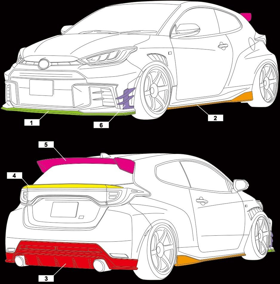 【M's】 GRヤリス 後期 GXPA16 (2024.1-) AIMGAIN SPORT リアデッキスポイラー 3ピース FRP 未塗装 エイムゲイン 社外 エアロ パーツ 部品_画像10