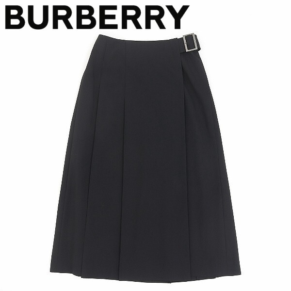 【FA644】美品 国内正規品◆BURBERRY LONDON バーバリー ロンドン ストレッチ サイドベルト プリーツ ラップ スカート 黒 ブラック 38_画像1